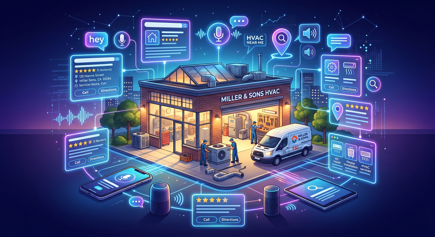 Small HVAC and plumbing business competing in 2026 AI search results - 45% of consumers now use AI tools to find local service providers